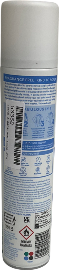 Batiste Dry Shampoo Sensitive Scalp Fragrance Free 200ml