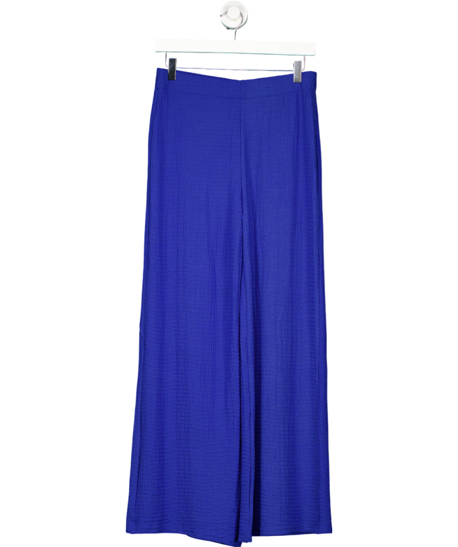 MANGO Blue Flowy Straight Fit Trousers UK M