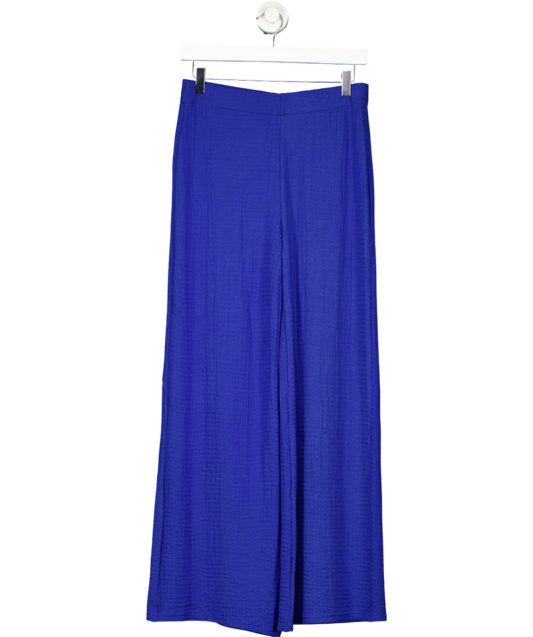 MANGO Blue Flowy Straight Fit Trousers UK M