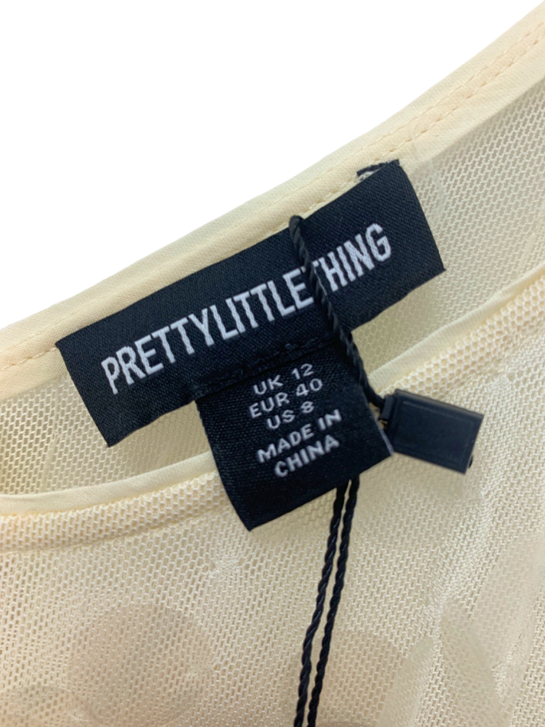 PrettyLittleThing Cream Sheer Sequin Maxi Dress UK 12