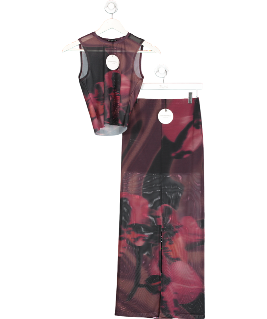 With Harper Lu Multicoloured Mottled Mesh Maxi Skirt And Top UK XS