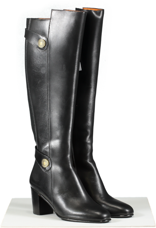 Fairfax & Favor Pton Tall Heeled Black Leather knee high boots UK 3 EU 36 👠