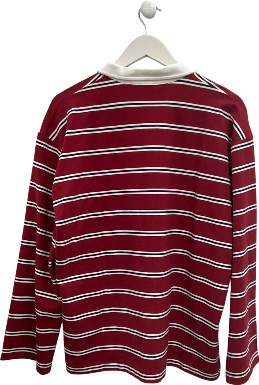 4th & Reckless Red Alicia Multistriped Oversize Rugby Shirt UK M