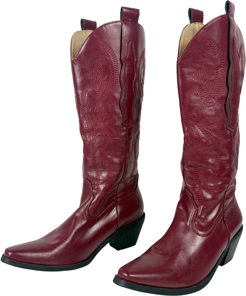 DIA STUDIOS Red Blair Burgundy Cowboy Boots UK 6 EU 39