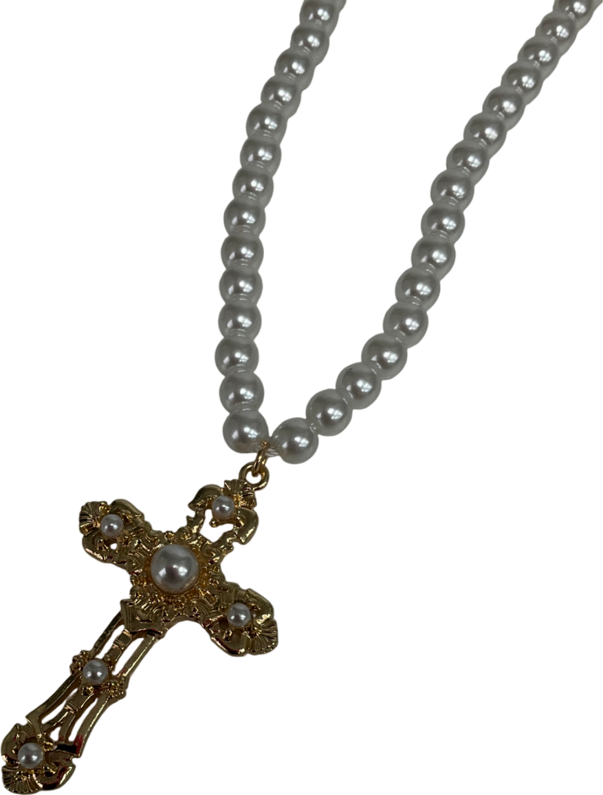 Metallic Cross Pendant Necklace One Size