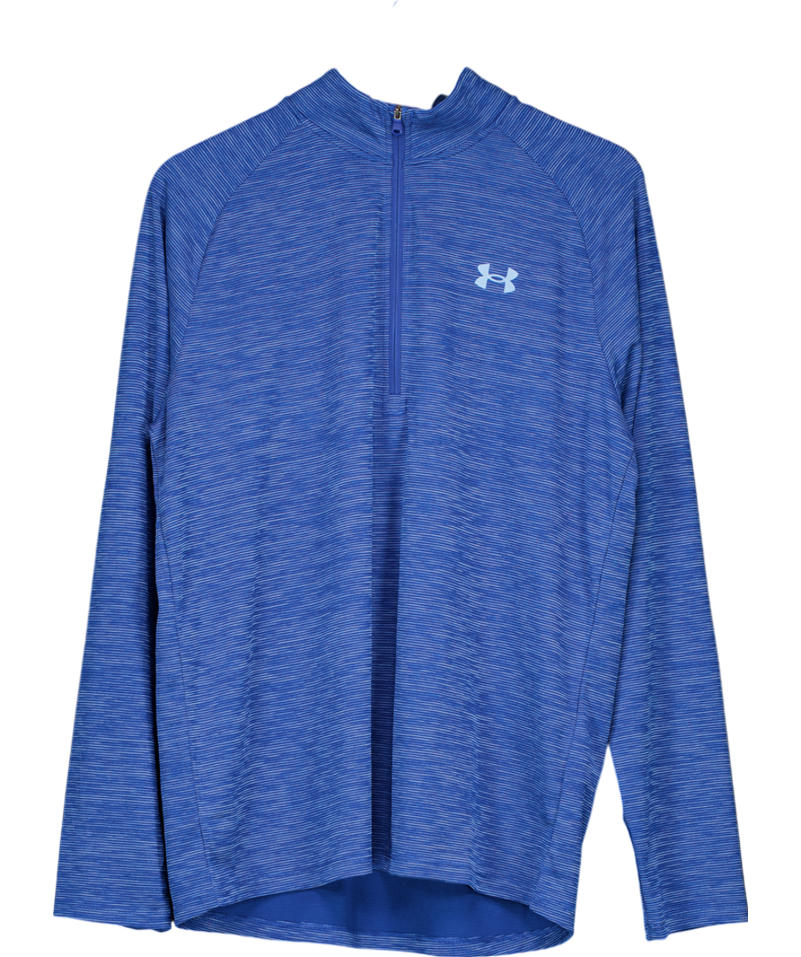 Under Armour Blue Tech Textured Half Zip Tee UK M