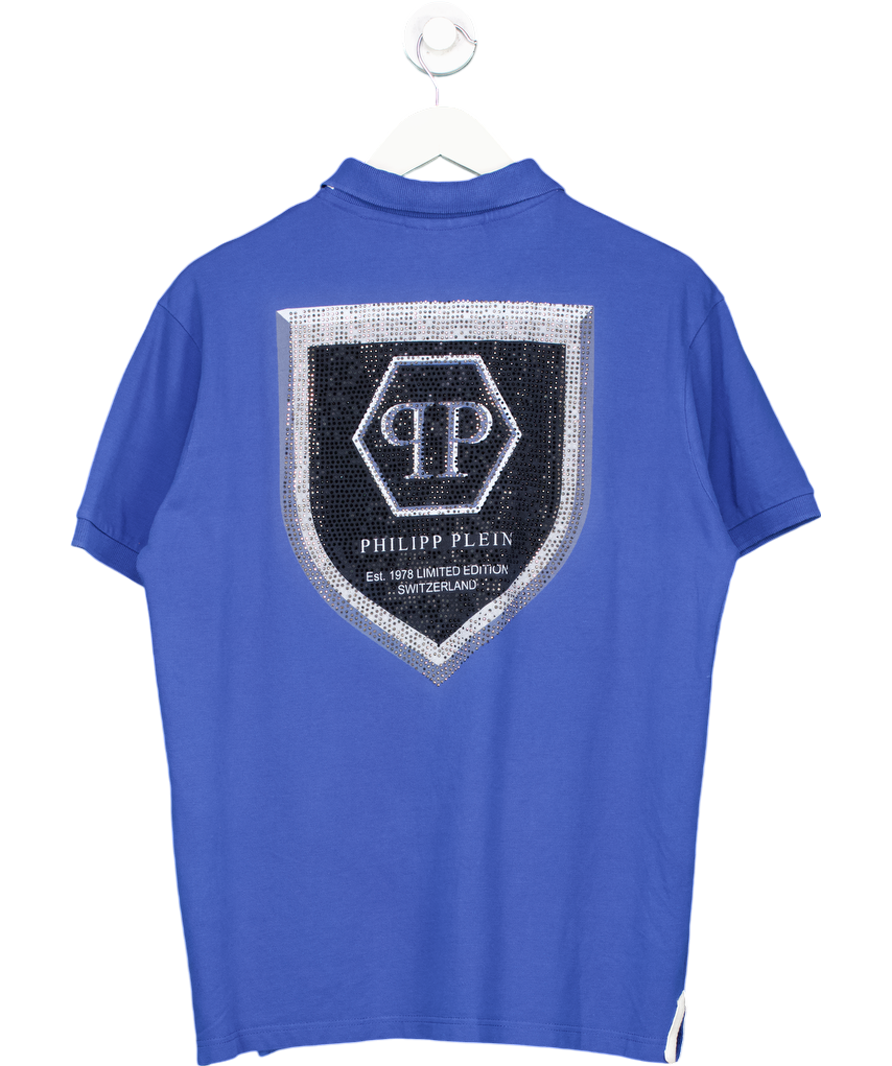 Philipp Plein Blue Cotton Polo Shirt UK XXL