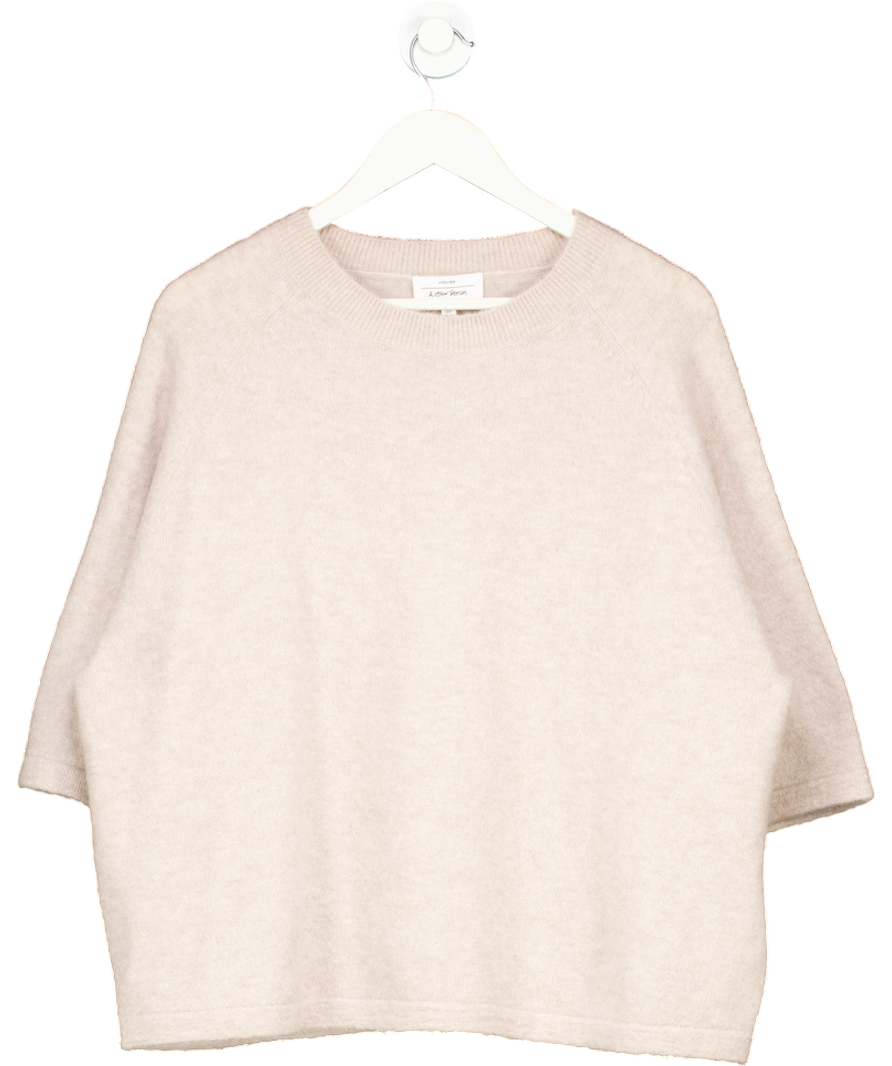& Other Stories Beige Merino / Alpaca Knit T-shirt UK L