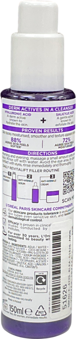 loreal Revitalift Filler Smoothing Cleanser 150ml
