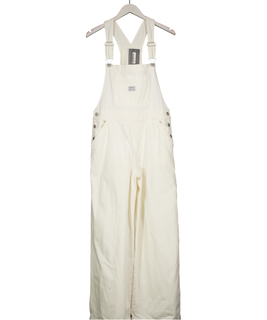 LEVI'S Ecru White Oversized Overalls Dungarees UK M