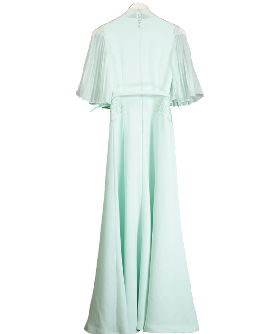 Self-Portrait Green Mint Chiffon Crepe Maxi Dress UK 4