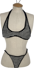 Indah Black Savanah Crochet Halter Bikini Set UK S