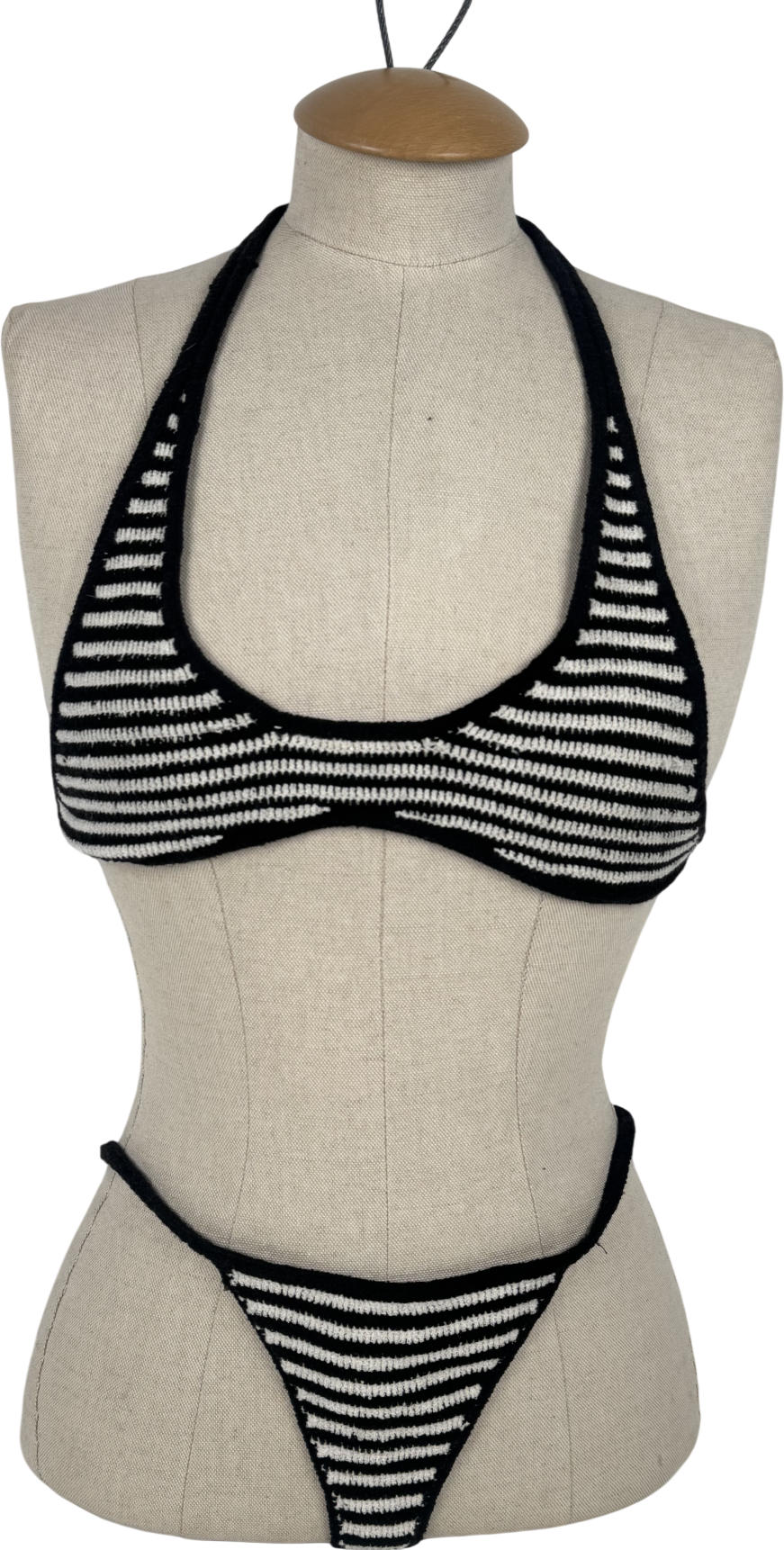 Indah Black Savanah Crochet Halter Bikini Set UK S