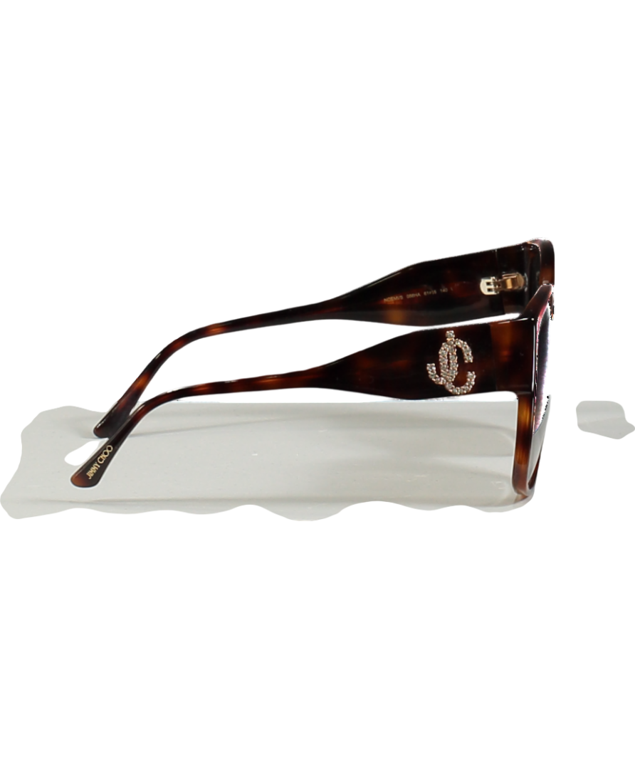 Jimmy Choo Brown Noemi Crystal Logo Sunglasses in case
