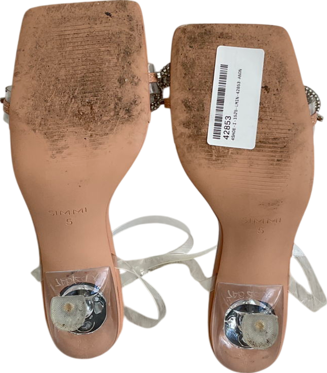 Simmi London Metallic Silver Clear Diamante Bow Mid Heels UK 5 EU 38 👠