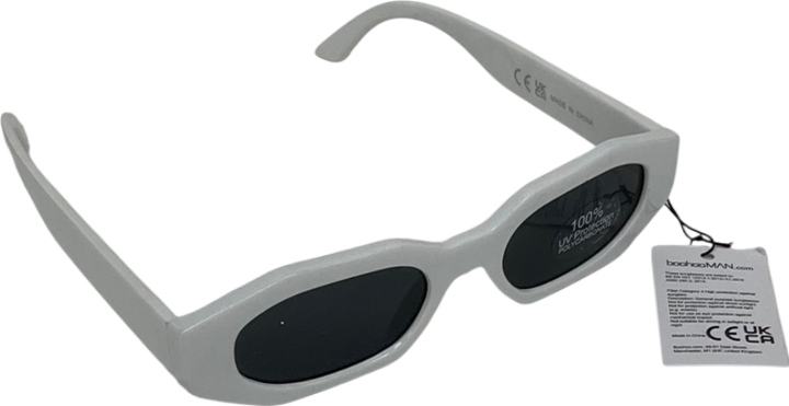 boohooMan White Recycled Plastic Hexagon Sunglasses In Case 0625reli34094anon One Size