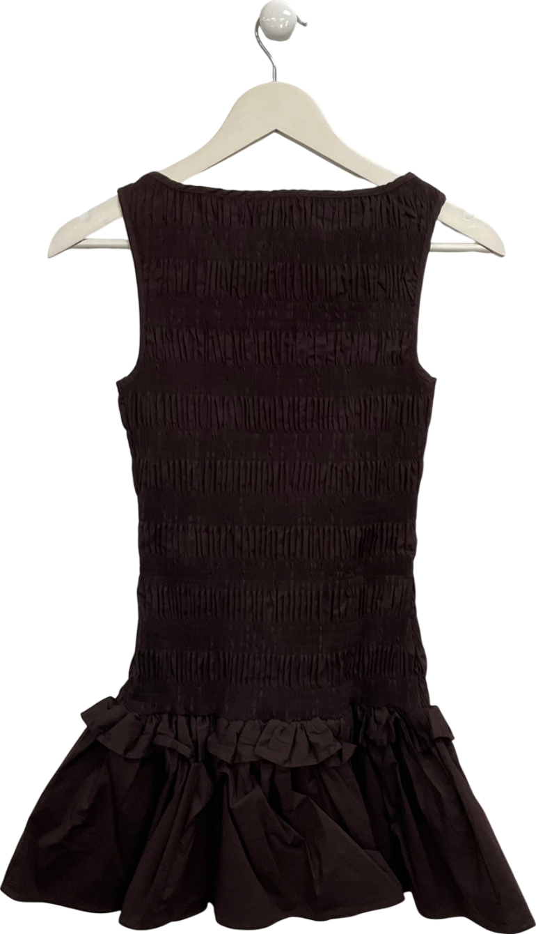 Pepper Mayo Brown Garden Kiss Shirred Mini Dress UK 8