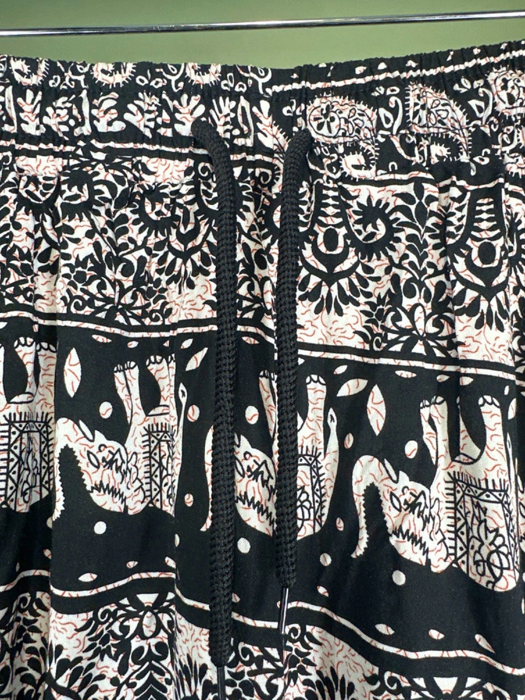 Black Elephant Print Jogger Pants