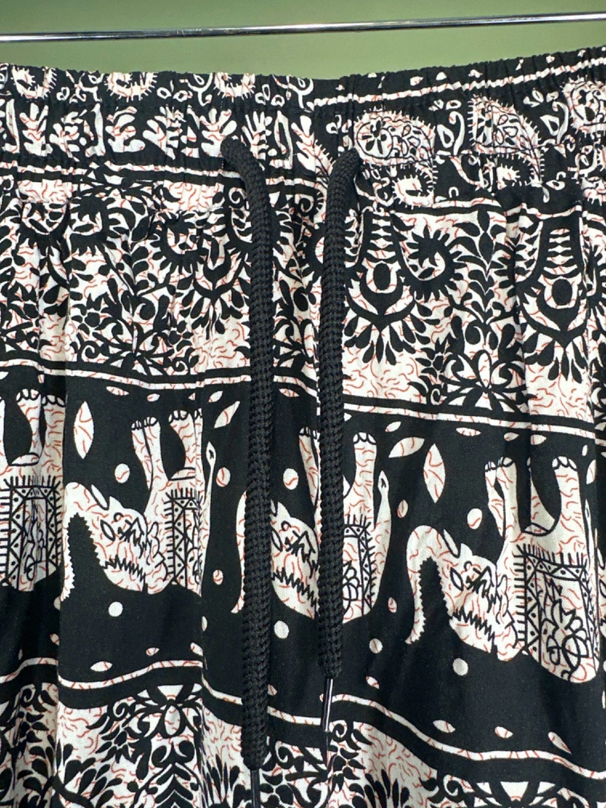 Black Elephant Print Jogger Pants