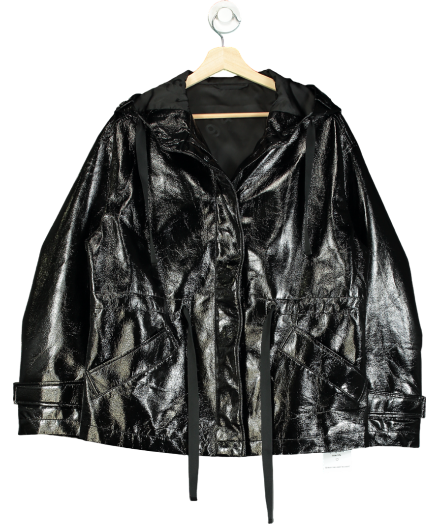 All Saints Black Kelsie Shine oversized-fit hooded jacket UK S