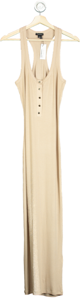 Karen Millen Blush Lux Viscose Rib Jersey Racer Back Midi Dress UK XS