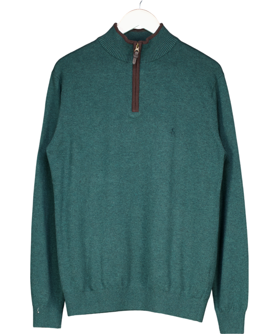 joules Hillside Dark Green Quarter Zip Knitted Jumper UK M