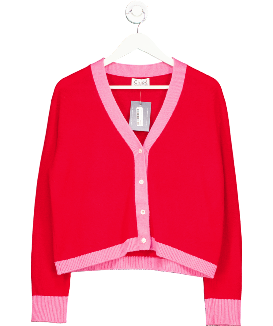 Chloe schuterman Red Colour Block Cashmere Cardigan UK S/M