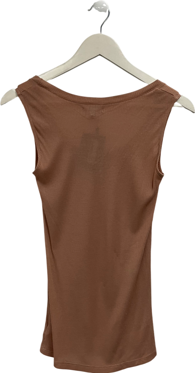 Uterque Nude Ribbed Tank Top UK M