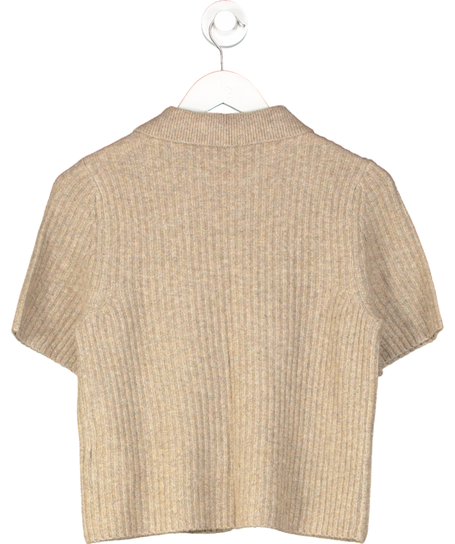 Abercrombie & Fitch Beige Pearl Button Collared Cardigan UK S