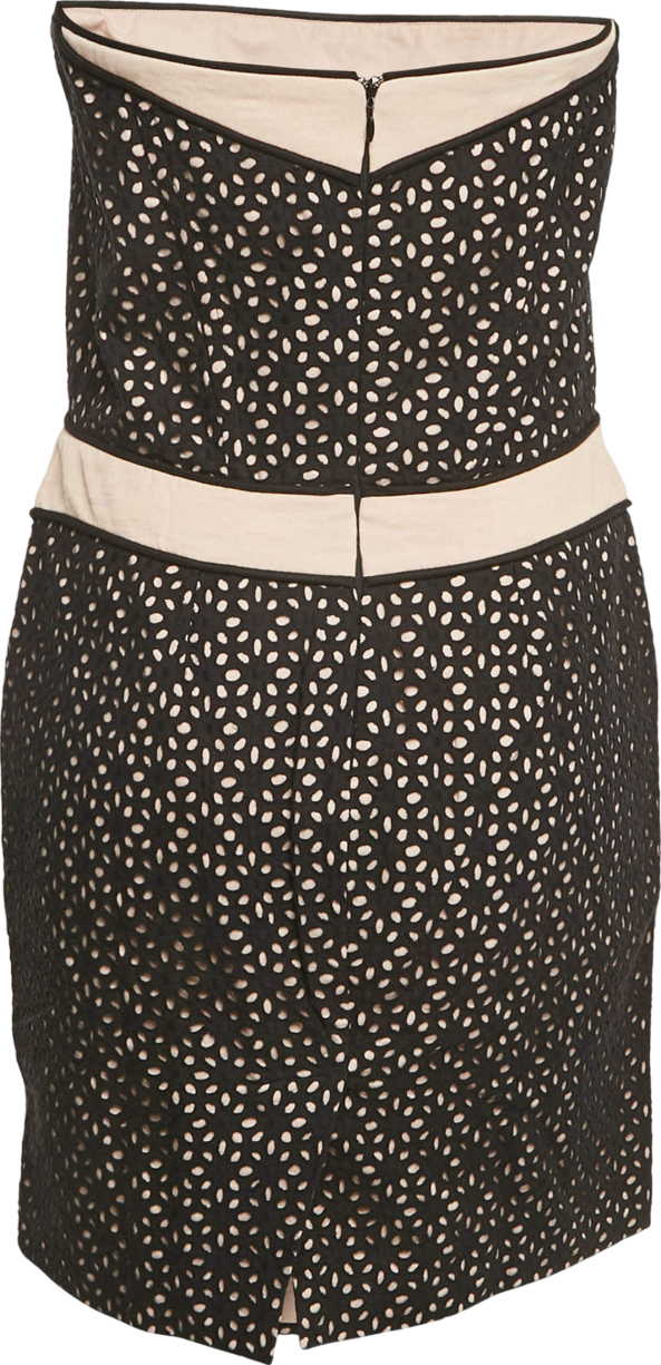 Maje Black Broderie Anglaise Cotton Strapless Mini Dress Fr36 UK 8