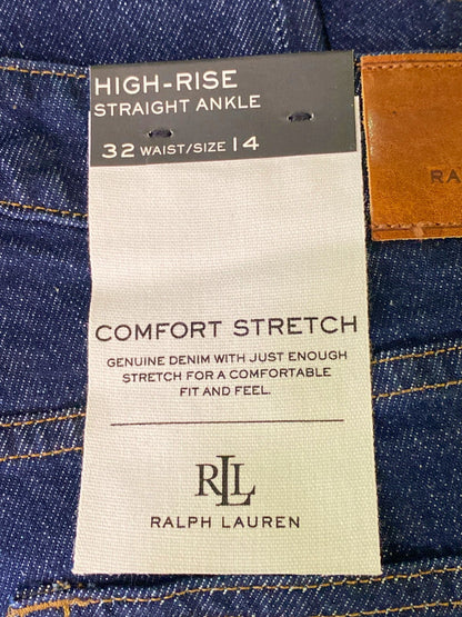 Lauren Ralph Lauren Dark Blue High-Rise Straight Ankle Jeans UK 18