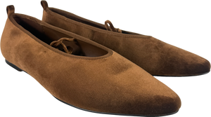 Next Brown Mary Jane Casual Velvet Flat Shoes UK 5.5 EU 38.5