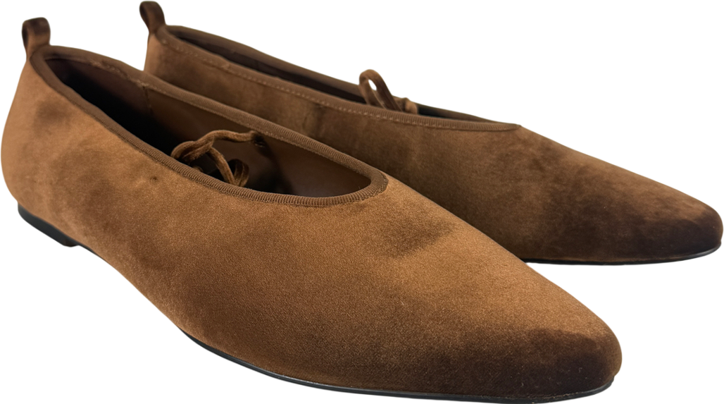 Next Brown Mary Jane Casual Velvet Flat Shoes UK 5.5 EU 38.5 👠