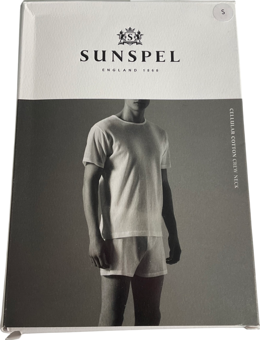 sunspel White Cellular Cotton Underwear T‑shirt UK S