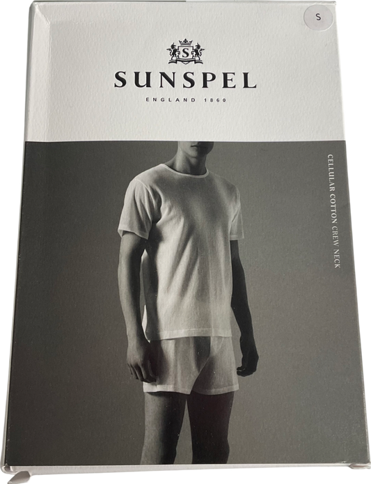 sunspel White Cellular Cotton Underwear T‑shirt UK S