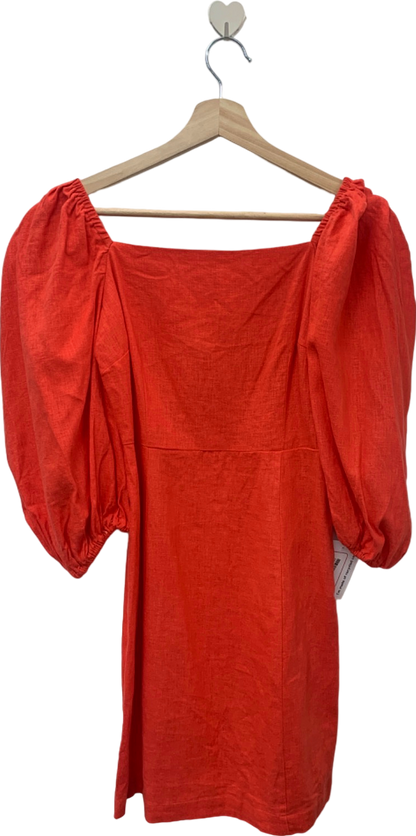 Warehouse Red Puff Sleeve Mini Dress UK 8