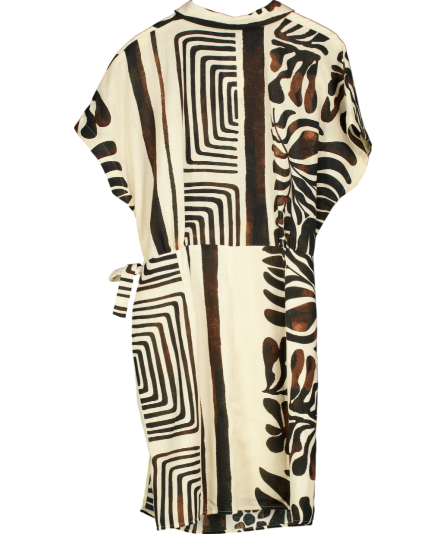 MANGO Brown Printed Shirt Dress UK 16