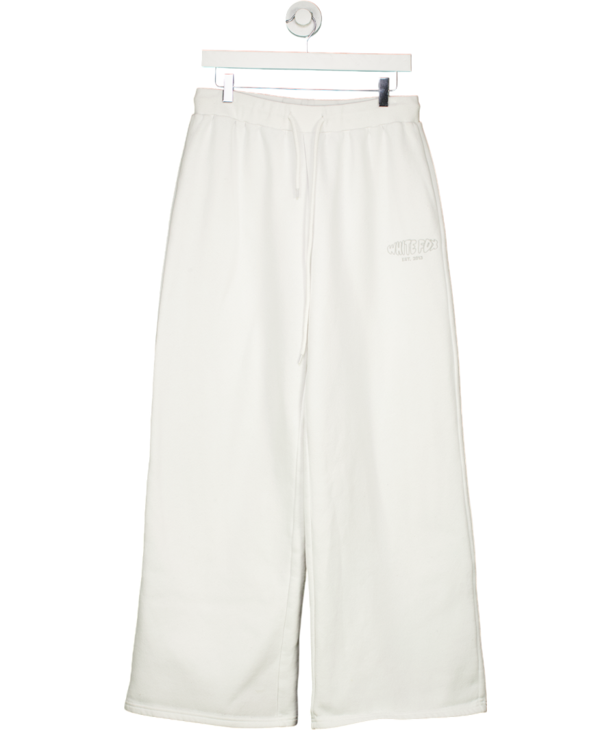 White Fox White Wide Leg Logo Jogging Trousers UK XL