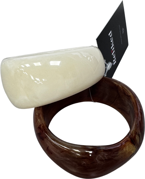 ASOS Set Of 2 Ivory / Brown Resin Chunky Bangles One Size
