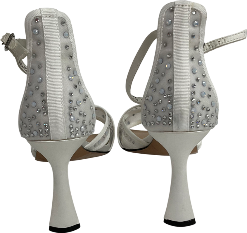 Charles & Keith Blythe Mesh & Satin Embellished Sandals - White UK 4 EU 37 👠