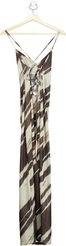 4th + Reckless Brown/Beige Striped Slip Dress UK 6