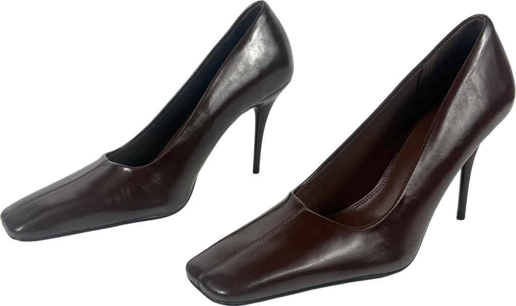 ASOS Brown Phillipa Square Toe High Heeled Court Shoes In Chocolate UK 7 EU 40