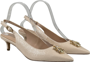 DUNE Cream Slingback Brooch Detail Shoe - Ecru UK 4 EU 37