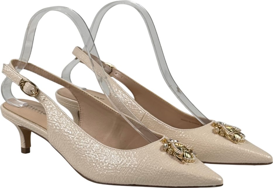 DUNE Cream Slingback Brooch Detail Shoe - Ecru UK 4 EU 37 👠