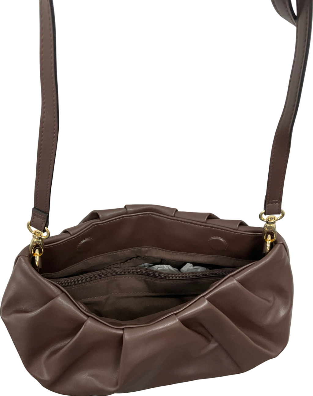 TU sainsburys Brown Faux Leather Ruched Detail Clutch Bag One Size One Size