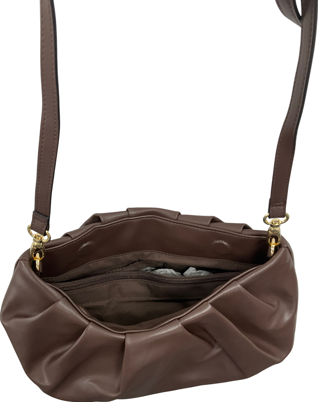 TU sainsburys Brown Faux Leather Ruched Detail Clutch Bag One Size One Size