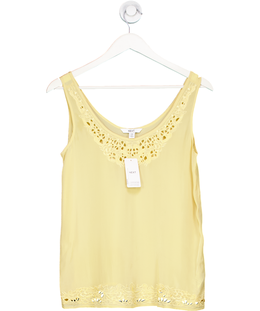Next Yellow Satin Lace Insert Scoop Cami Top UK 6