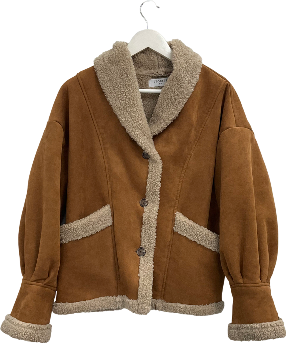 storets Brown Faux Sheepskin Jacket UK S/M