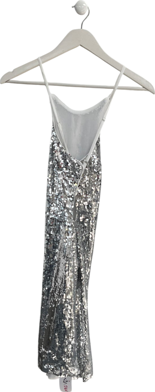 D&M Metallic Sparkly Cross Back Mini Dress UK S