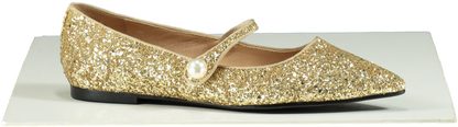 Age of Innocence Gold Glitter Thea Mary Jane Shoes UK 6 EU 39